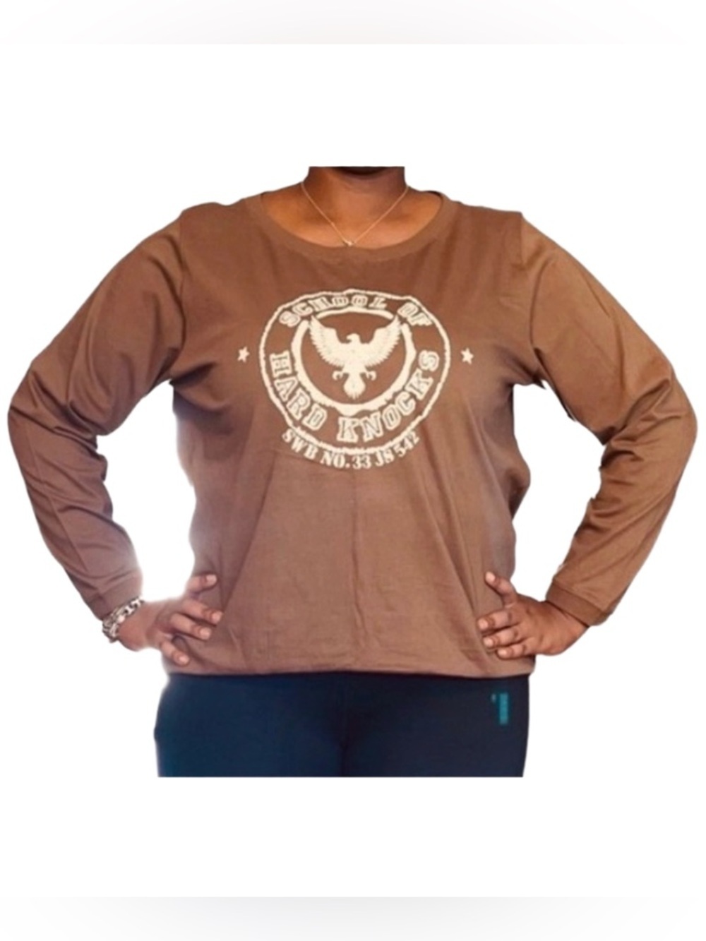 SIMPLY BE. SCHOOL OF HARD KNOCKS SWEATSHIRT - BROWN SIZE 16 (NEW WITH TAGS) A19